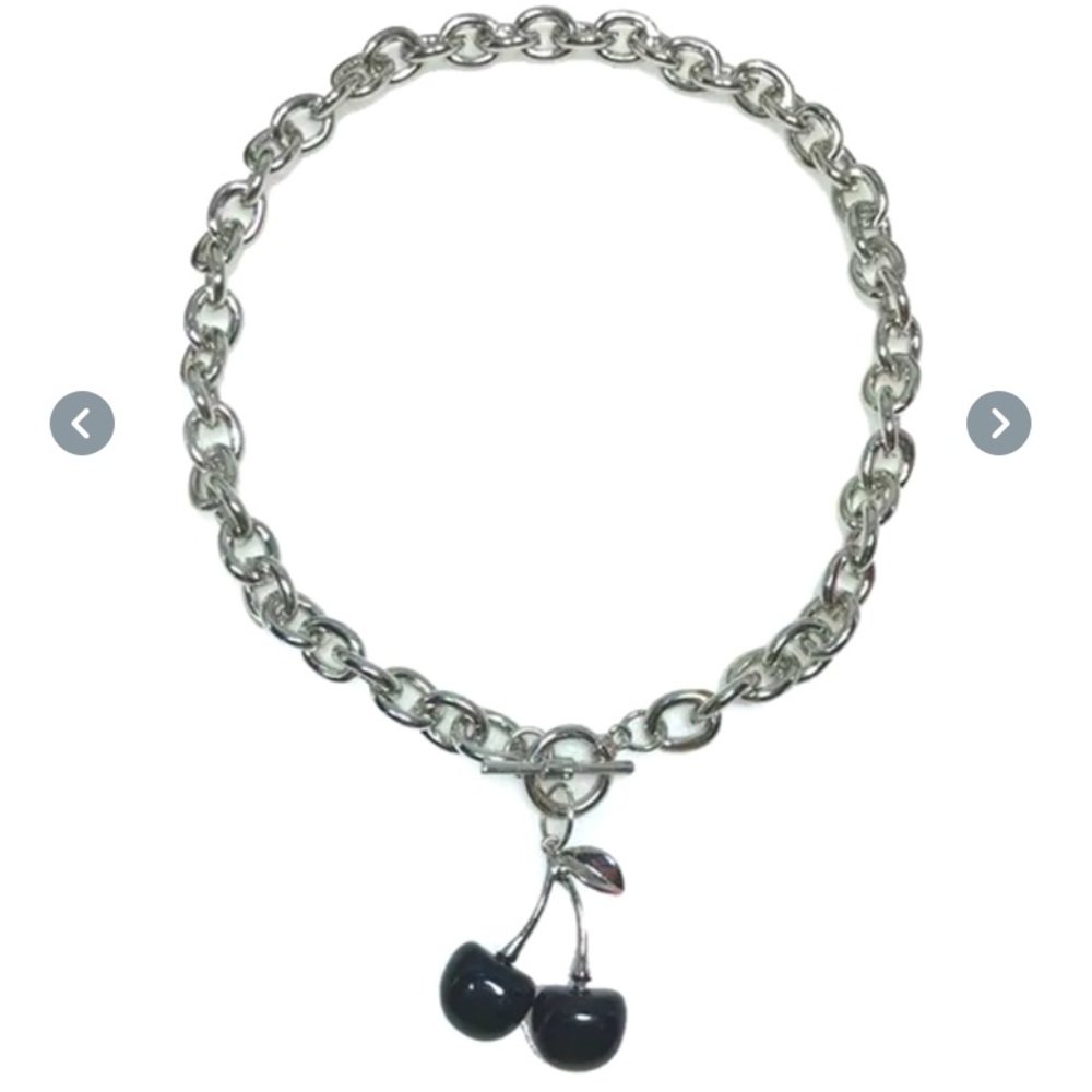 Silver and black cherry choker